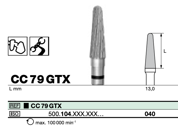TC cutter tapered round